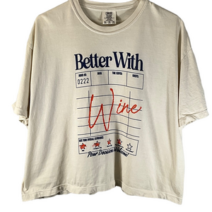 Cream Graphic Tee with Red and Blue Print